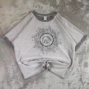 Y2K Venley Boise State Broncos Floral Crest Raglan T Shirt Gray NCAA